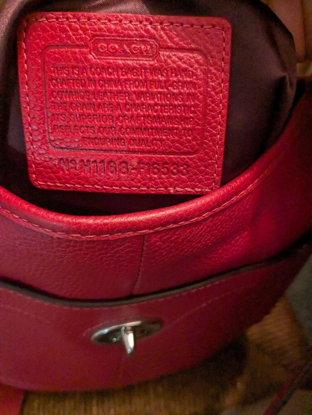 COACH Red Pebble Leather Purse w/Adjustable Shoulder Strap, Vintage, EUC!!!